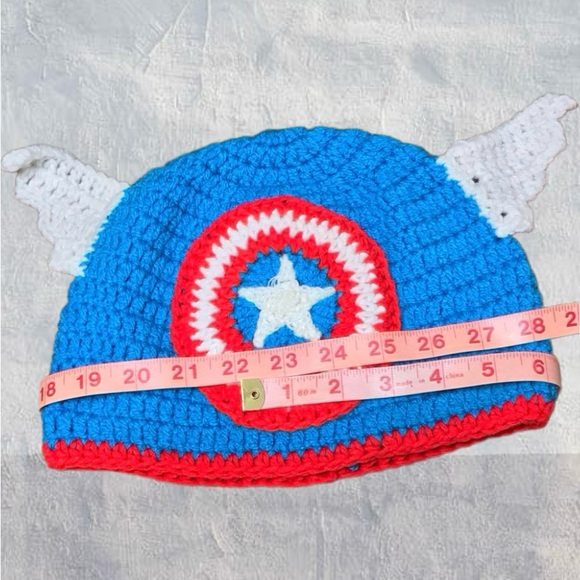 Shield Up: Handmade Captain America Crochet Beanie by GrandmaMia - Picture 4 of 4